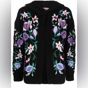 Valentino Garavani floral-embroidered hooded cardigan (NWT)